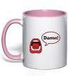 Mug with a colored handle DAMN! light-pink фото