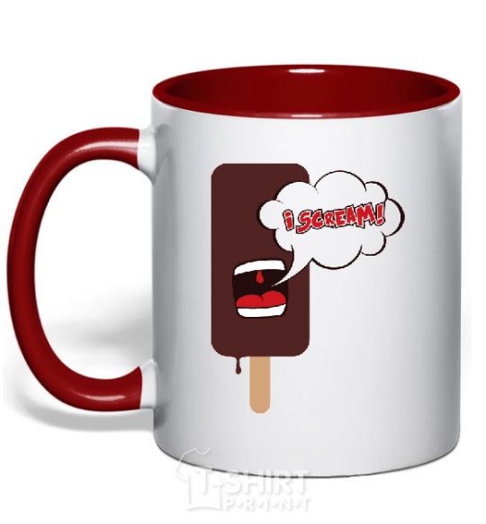 Mug with a colored handle I SCREAM! red фото