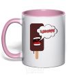 Mug with a colored handle I SCREAM! light-pink фото