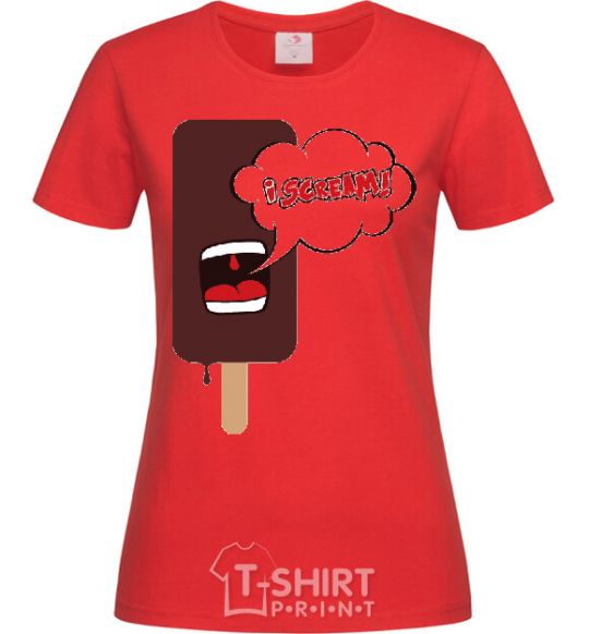 Women's T-shirt I SCREAM! red фото