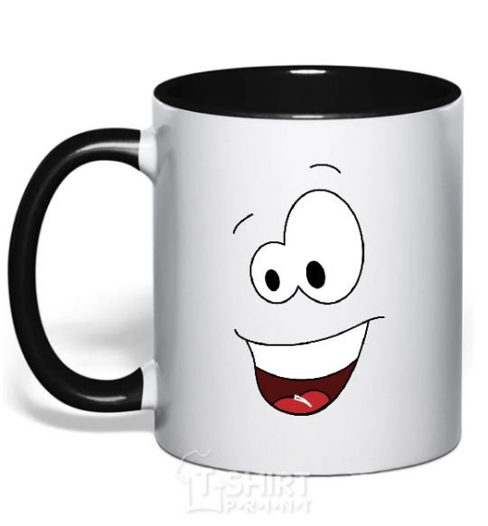 Mug with a colored handle HAPPY SMILE black фото