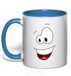 Mug with a colored handle HAPPY SMILE royal-blue фото