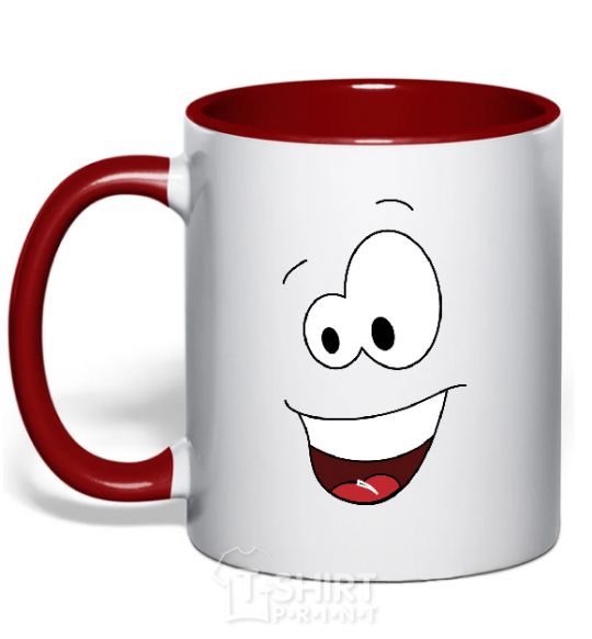Mug with a colored handle HAPPY SMILE red фото