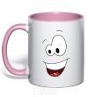 Mug with a colored handle HAPPY SMILE light-pink фото