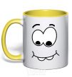 Mug with a colored handle SHY SMILE yellow фото
