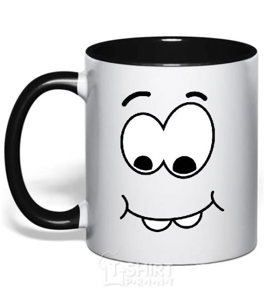 Mug with a colored handle SHY SMILE black фото