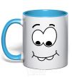 Mug with a colored handle SHY SMILE sky-blue фото