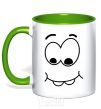 Mug with a colored handle SHY SMILE kelly-green фото
