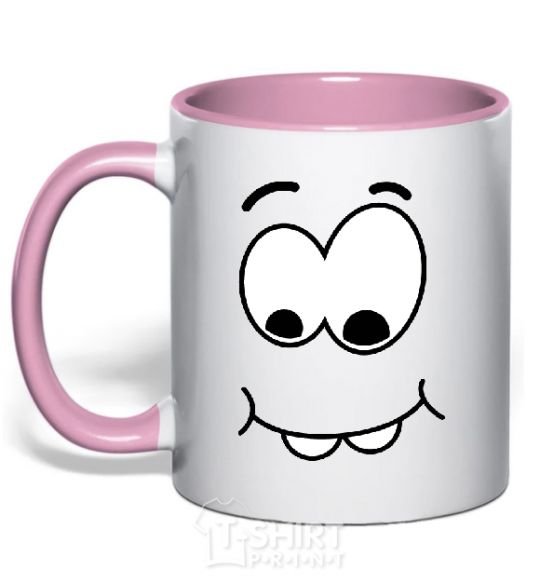 Mug with a colored handle SHY SMILE light-pink фото