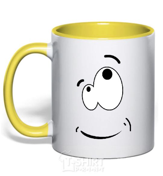 Mug with a colored handle CARTOON SMILE yellow фото