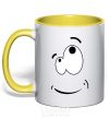 Mug with a colored handle CARTOON SMILE yellow фото