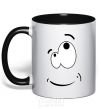 Mug with a colored handle CARTOON SMILE black фото