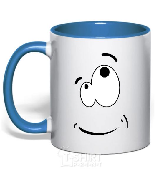 Mug with a colored handle CARTOON SMILE royal-blue фото