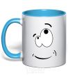 Mug with a colored handle CARTOON SMILE sky-blue фото