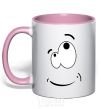 Mug with a colored handle CARTOON SMILE light-pink фото