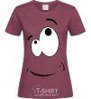 Women's T-shirt CARTOON SMILE burgundy фото