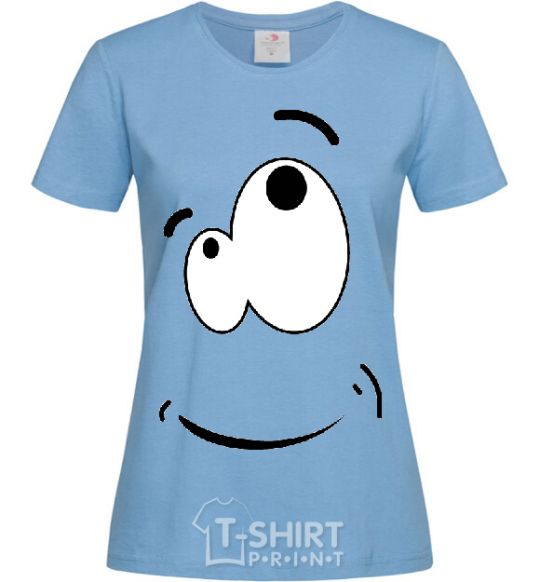 Women's T-shirt CARTOON SMILE sky-blue фото