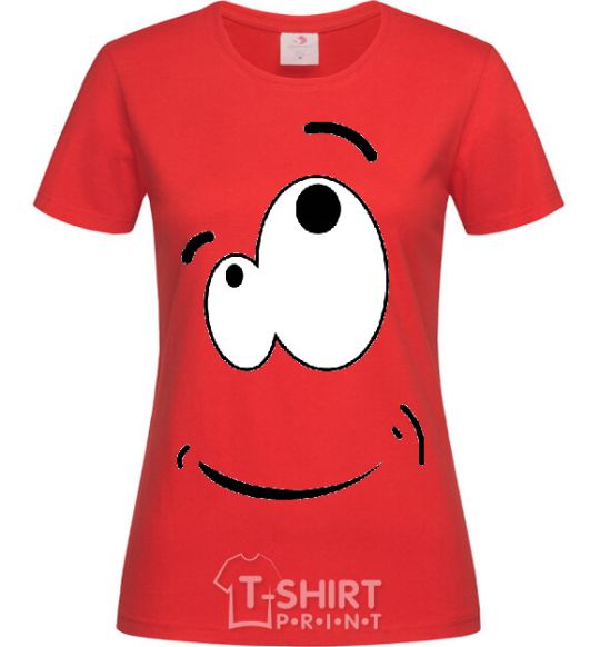 Women's T-shirt CARTOON SMILE red фото