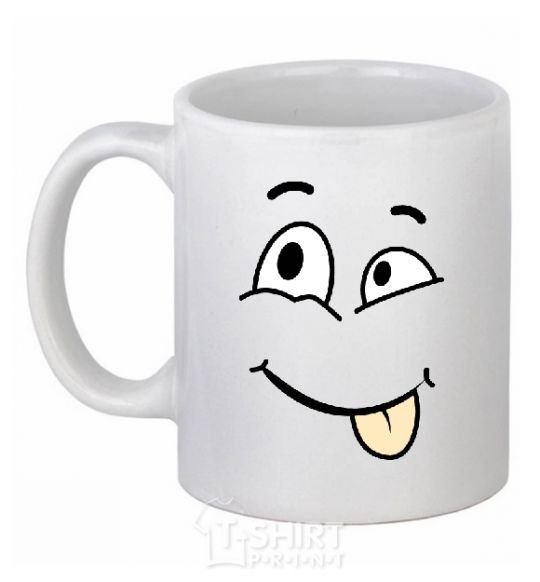 Ceramic mug TONGUE SMILE White фото