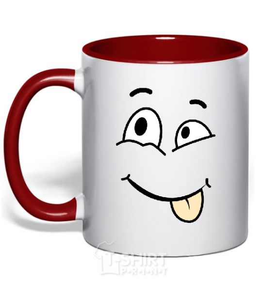 Mug with a colored handle TONGUE SMILE red фото