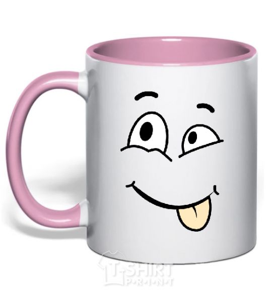 Mug with a colored handle TONGUE SMILE light-pink фото