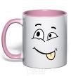 Mug with a colored handle TONGUE SMILE light-pink фото