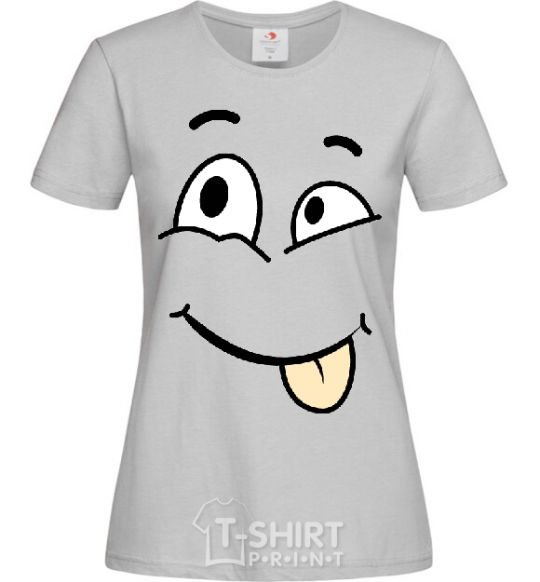 Women's T-shirt TONGUE SMILE grey фото