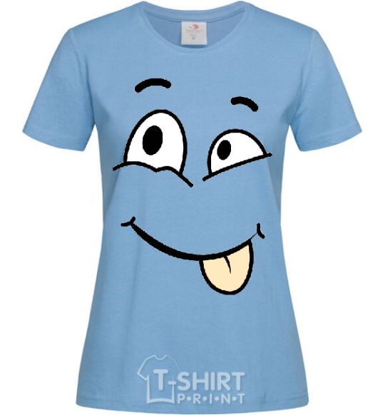 Women's T-shirt TONGUE SMILE sky-blue фото