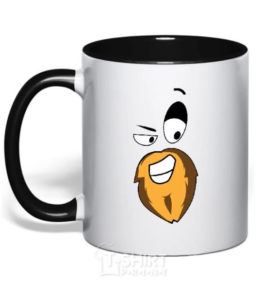 Mug with a colored handle BEARDY SMILE black фото