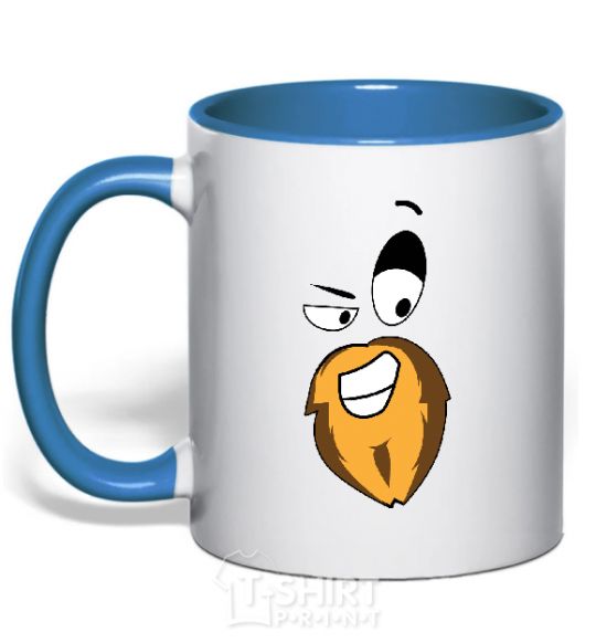 Mug with a colored handle BEARDY SMILE royal-blue фото