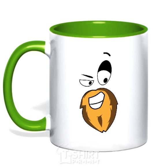 Mug with a colored handle BEARDY SMILE kelly-green фото