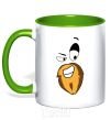 Mug with a colored handle BEARDY SMILE kelly-green фото