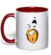 Mug with a colored handle BEARDY SMILE red фото