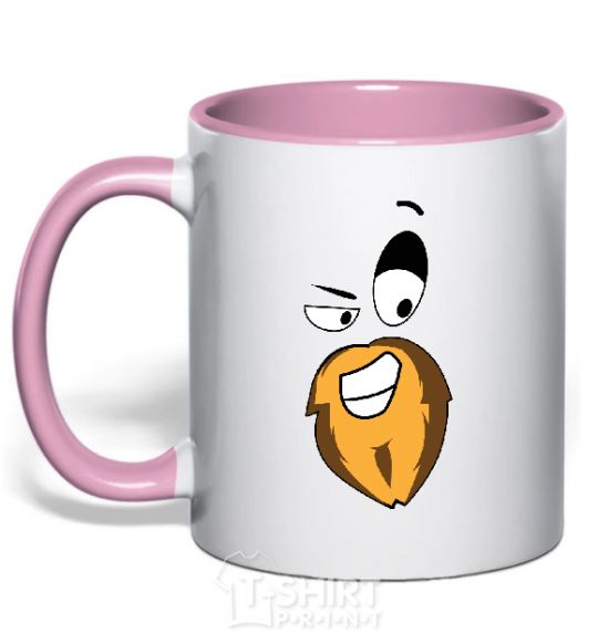 Mug with a colored handle BEARDY SMILE light-pink фото