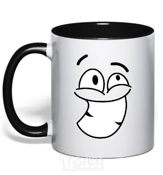 Mug with a colored handle BIG TEETH SMILE black фото