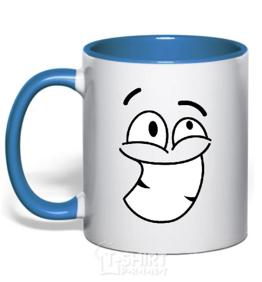 Mug with a colored handle BIG TEETH SMILE royal-blue фото