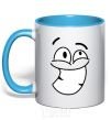 Mug with a colored handle BIG TEETH SMILE sky-blue фото