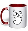 Mug with a colored handle BIG TEETH SMILE red фото