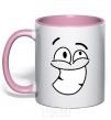 Mug with a colored handle BIG TEETH SMILE light-pink фото