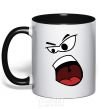 Mug with a colored handle ANGRY SMILE black фото