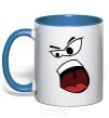 Mug with a colored handle ANGRY SMILE royal-blue фото