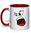 Mug with a colored handle ANGRY SMILE red фото