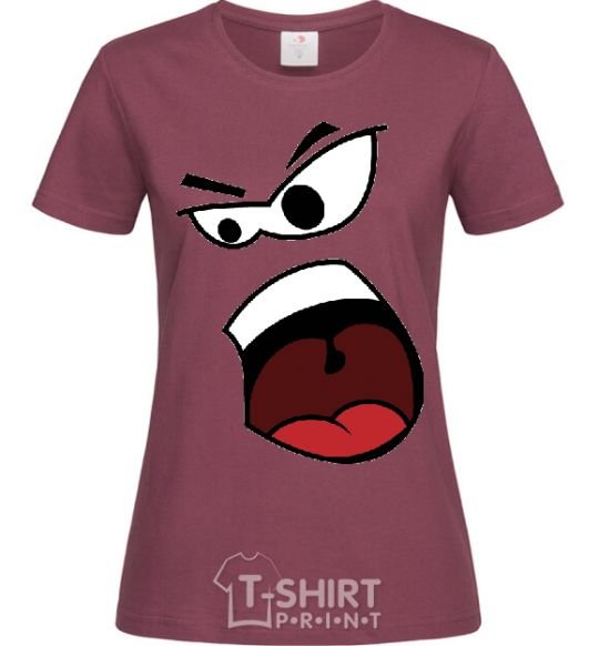 Women's T-shirt ANGRY SMILE burgundy фото