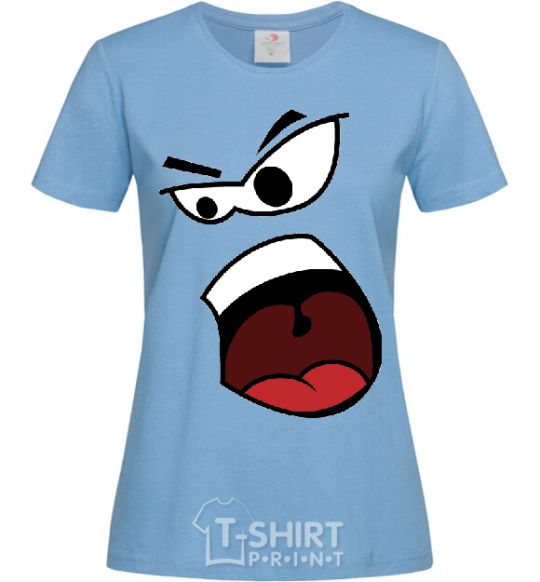 Women's T-shirt ANGRY SMILE sky-blue фото