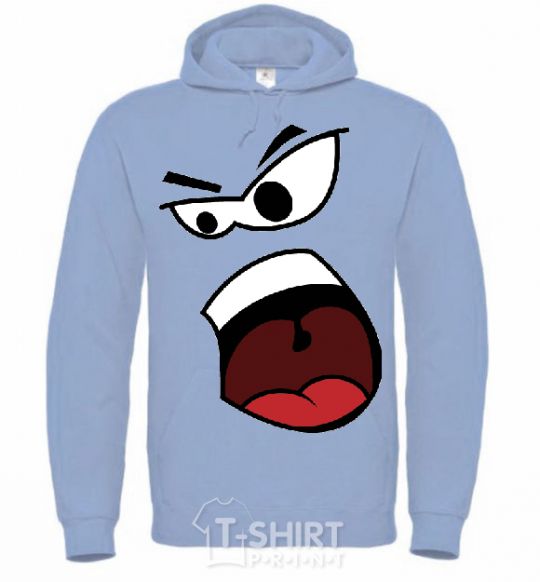 Men`s hoodie ANGRY SMILE sky-blue фото