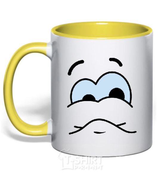 Mug with a colored handle UPSET SMILE yellow фото