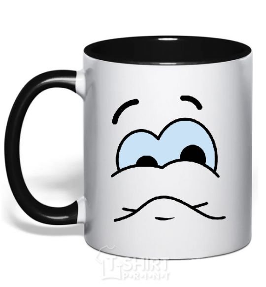 Mug with a colored handle UPSET SMILE black фото