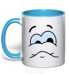 Mug with a colored handle UPSET SMILE sky-blue фото