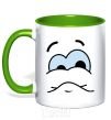 Mug with a colored handle UPSET SMILE kelly-green фото