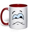 Mug with a colored handle UPSET SMILE red фото